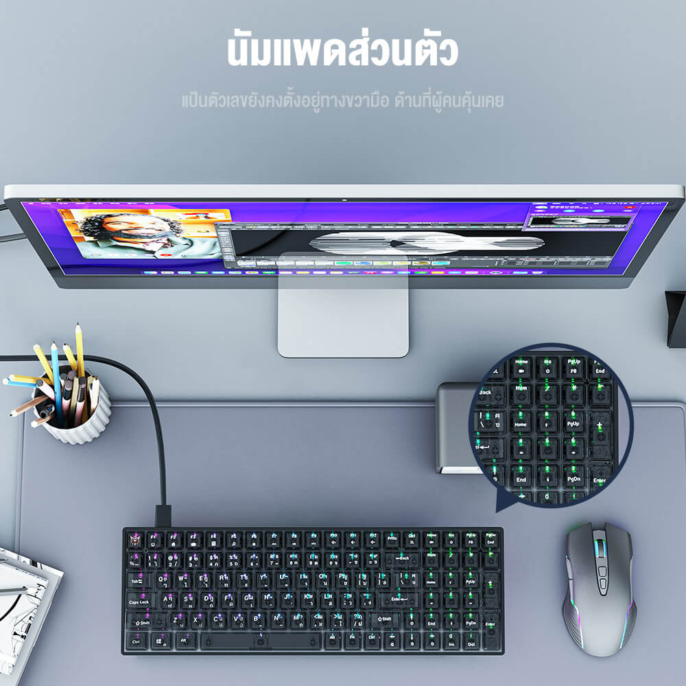 คีย์บอร์ดเกมมิ่ง ONIKUMA HIKARI GAMING KEYBOARD - สีดำ (BLUE SWITCH) (TH/EN)_4